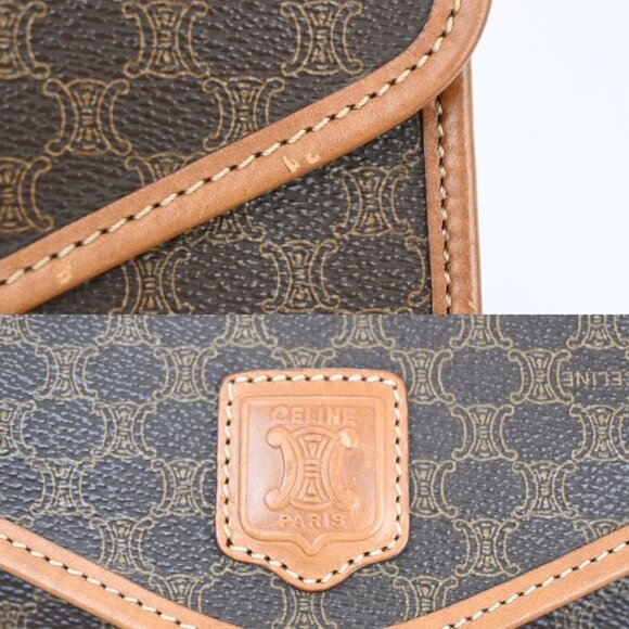 CELINE Macadam Pattern 2Way Crossbody Shoulder Bag PVC Leather Brown 318-082525 - Picture 8 of 16